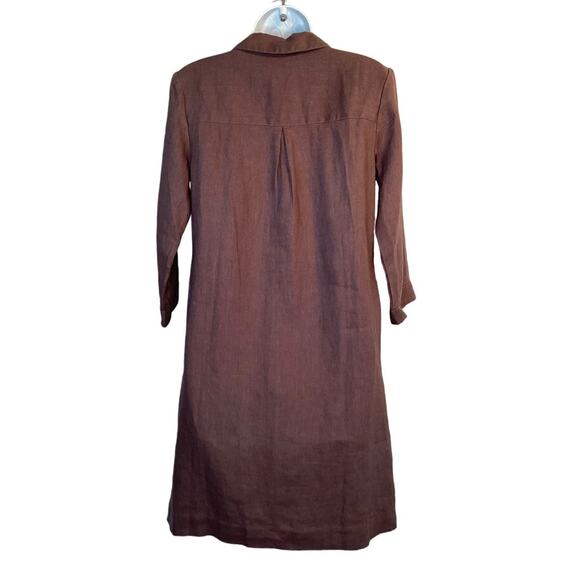 NWT Garnet Hill Linen Collared Popover Dress Size 0 Purple Pleated Pockets Short - Picture 3 of 10
